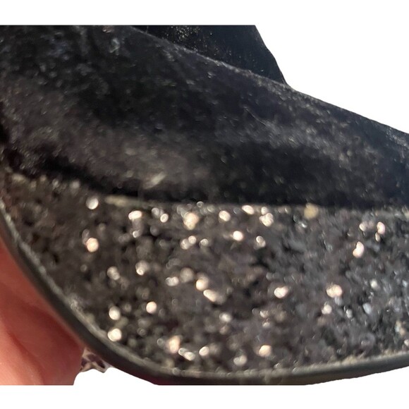 Poetic Licence Perfectly Lovely Black Velvet Glitter Platform Heels Size 10 NIB - Picture 13 of 16